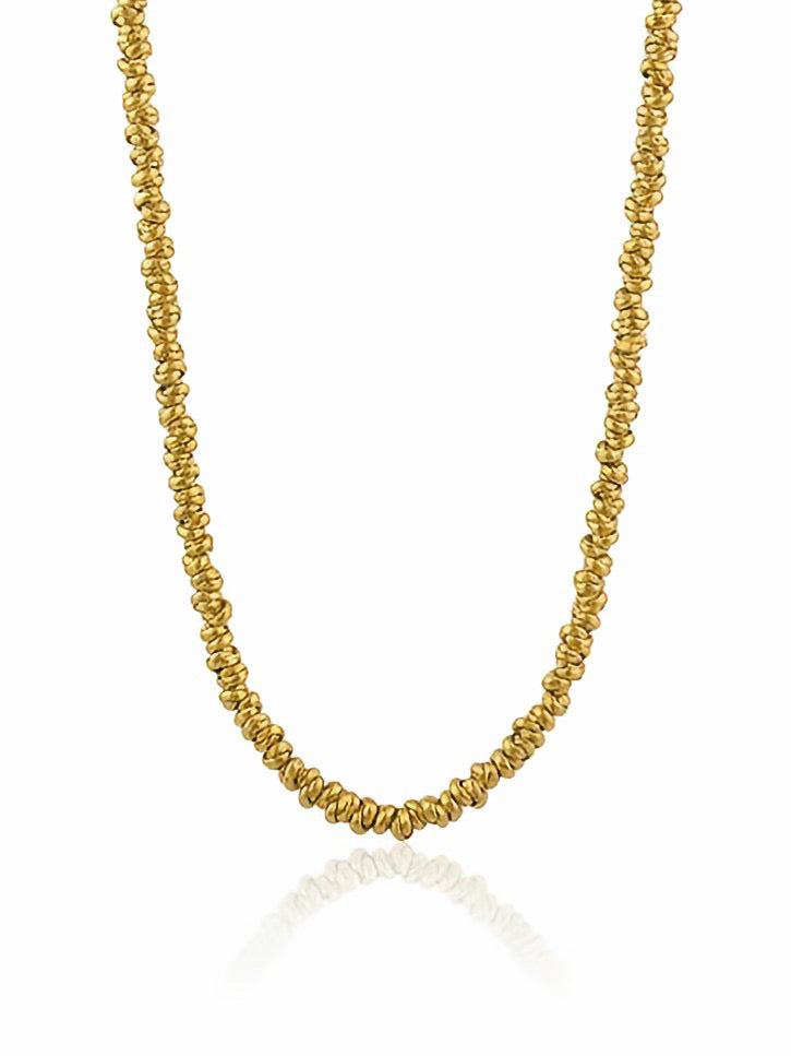 Collana Stones 3MM di GLAMORIZE STUDIO, dettaglio della catena in pietre lisce e lucide, vista ravvicinata.