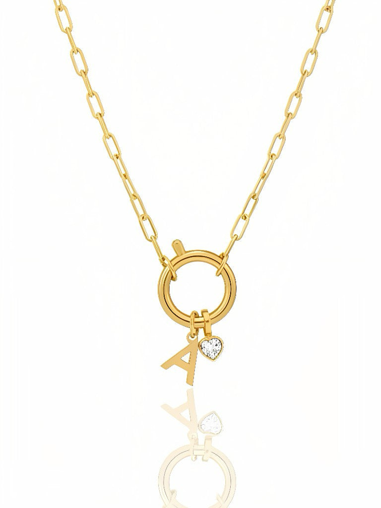 Collana personalizzata con mese di nascita e lettera, gioiello elegante di GLAMORIZE STUDIO, in metallo lucido.