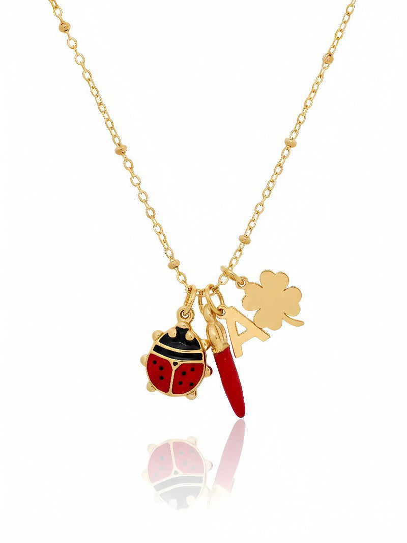 Collana Fortunella personalizzata di Glamorizestudio, collana elegante con pendente a forma di fortuna, in metallo lucido.