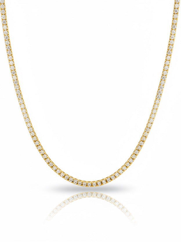 Collana choker tennis in metallo argento con piccole pietre scintillanti, firma GLAMORIZE STUDIO.