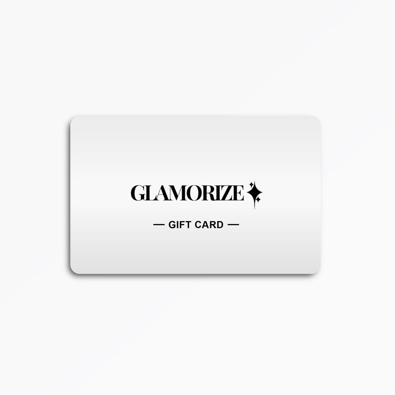 Carta regalo GlamOrize con design elegante, perfetta come buono regalo per occasioni speciali.
