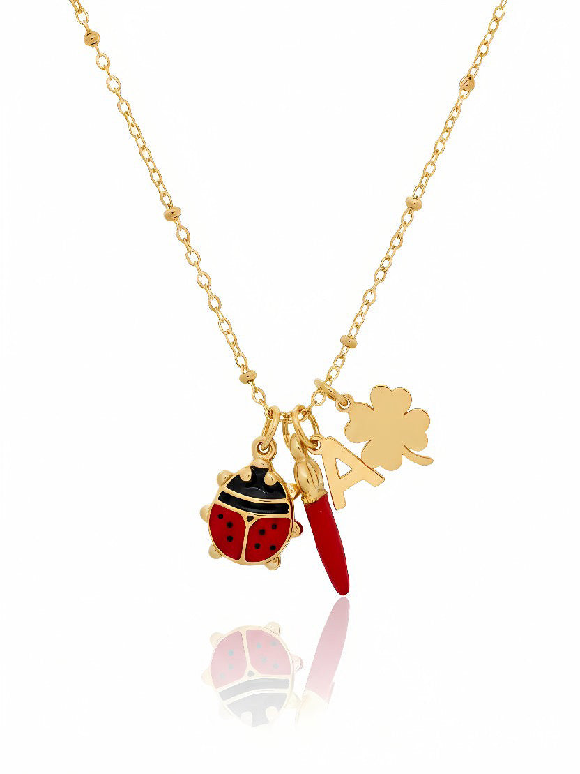 Collana Fortunella personalizzata di Glamorizestudio, collana elegante con pendente a forma di fortuna, in metallo lucido.