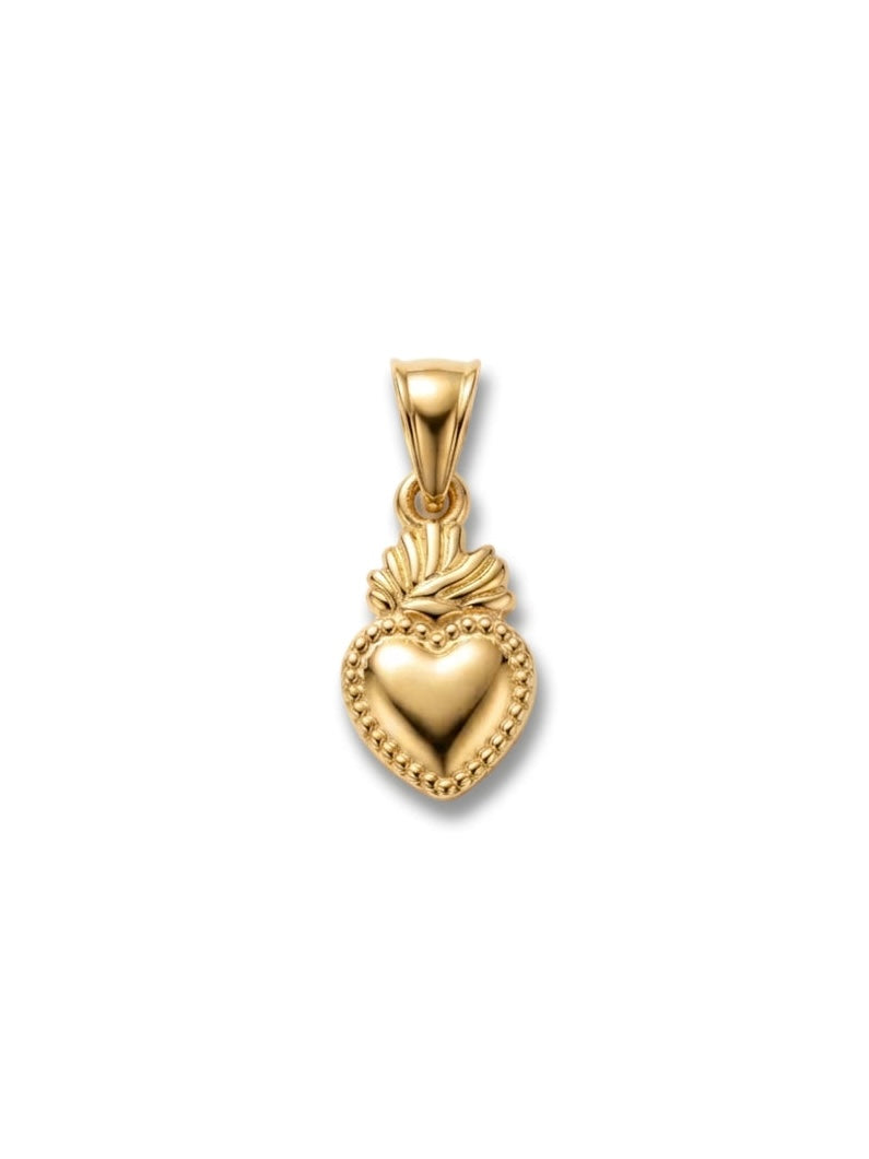 Ciondolo cuore sacro in metallo con dettagli decorativi, gioiello GLAMORIZE, da indossare come accessorio spirituale o elegante