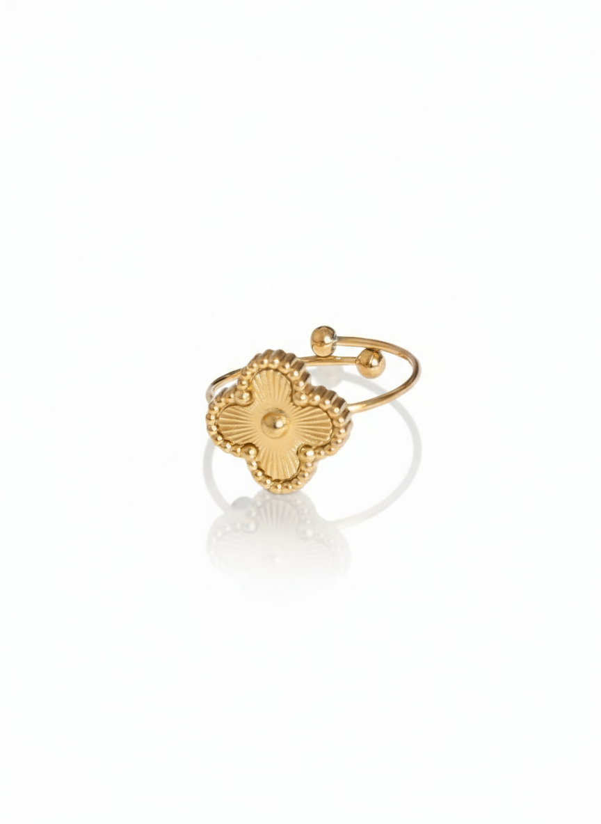 Anello Sara di GLAMORIZE STUDIO in metallo con dettagli eleganti e design raffinato, visibile in primo piano.