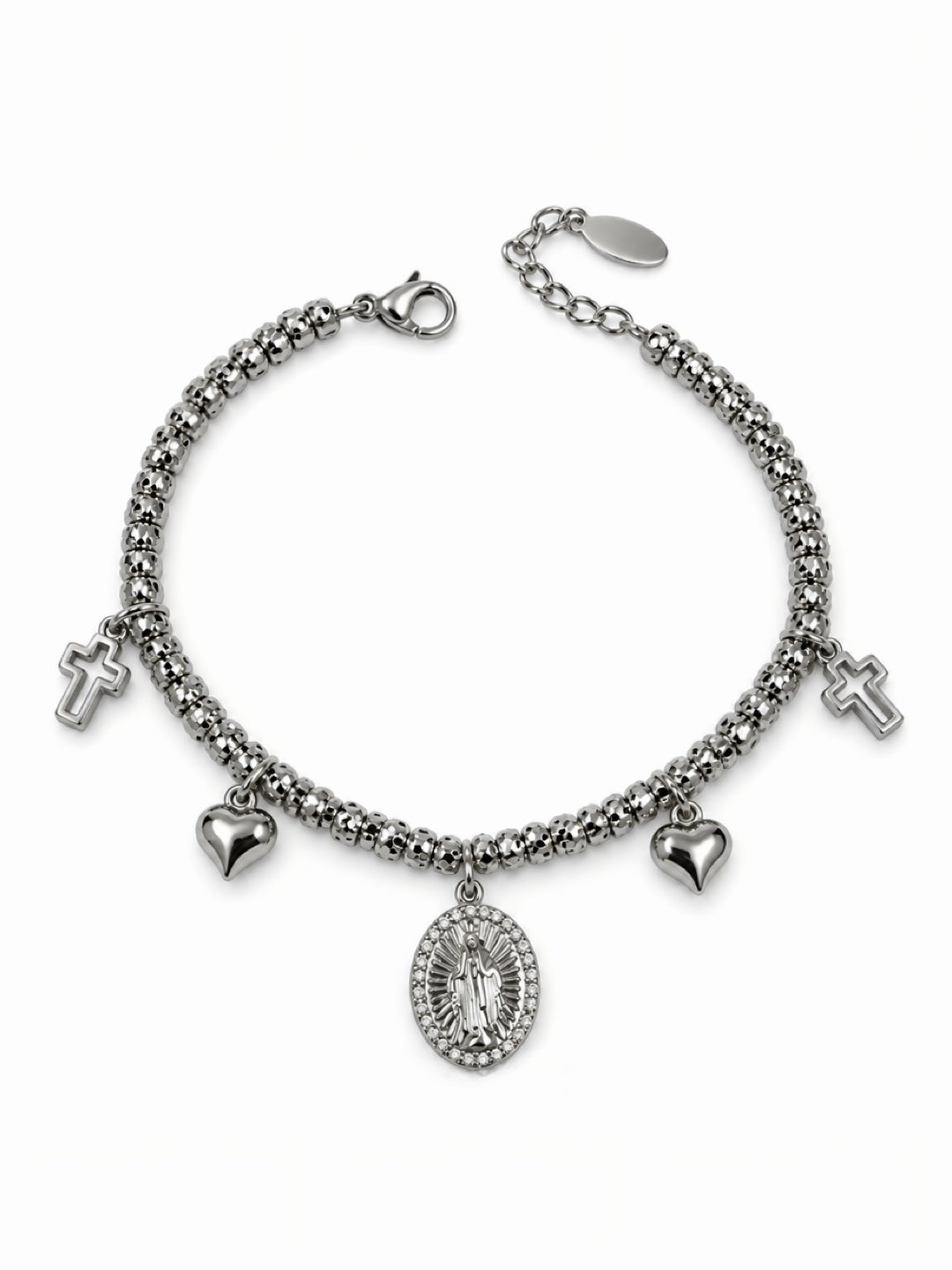 Bracciale Lucrezia di Glamorzize Studio con dettagli eleganti e finitura dorata, indossato al polso.