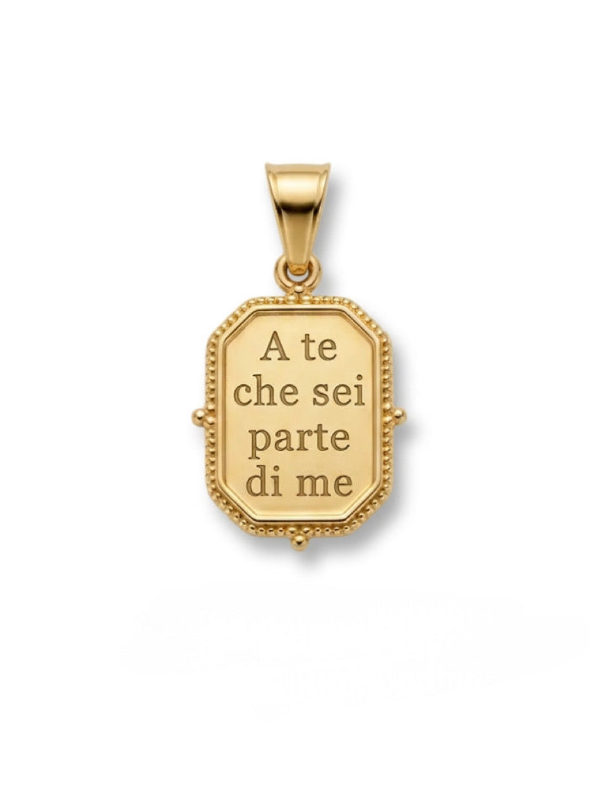 Ciondolo GLAMORIZE “A te che sei parte di me” in metallo, vista frontale