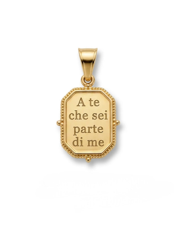 Ciondolo GLAMORIZE “A te che sei parte di me” in metallo, vista frontale