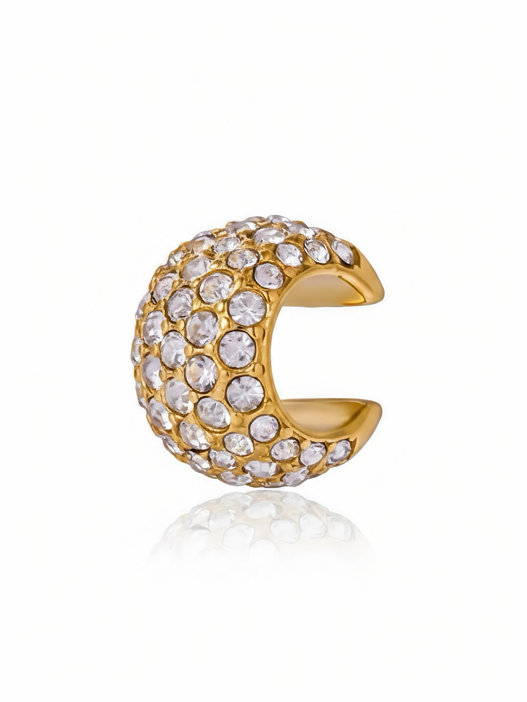 Earcuff Abigail di GLAMORIZE STUDIO, gioiello moderno in metallo con dettagli eleganti, indossato sull&