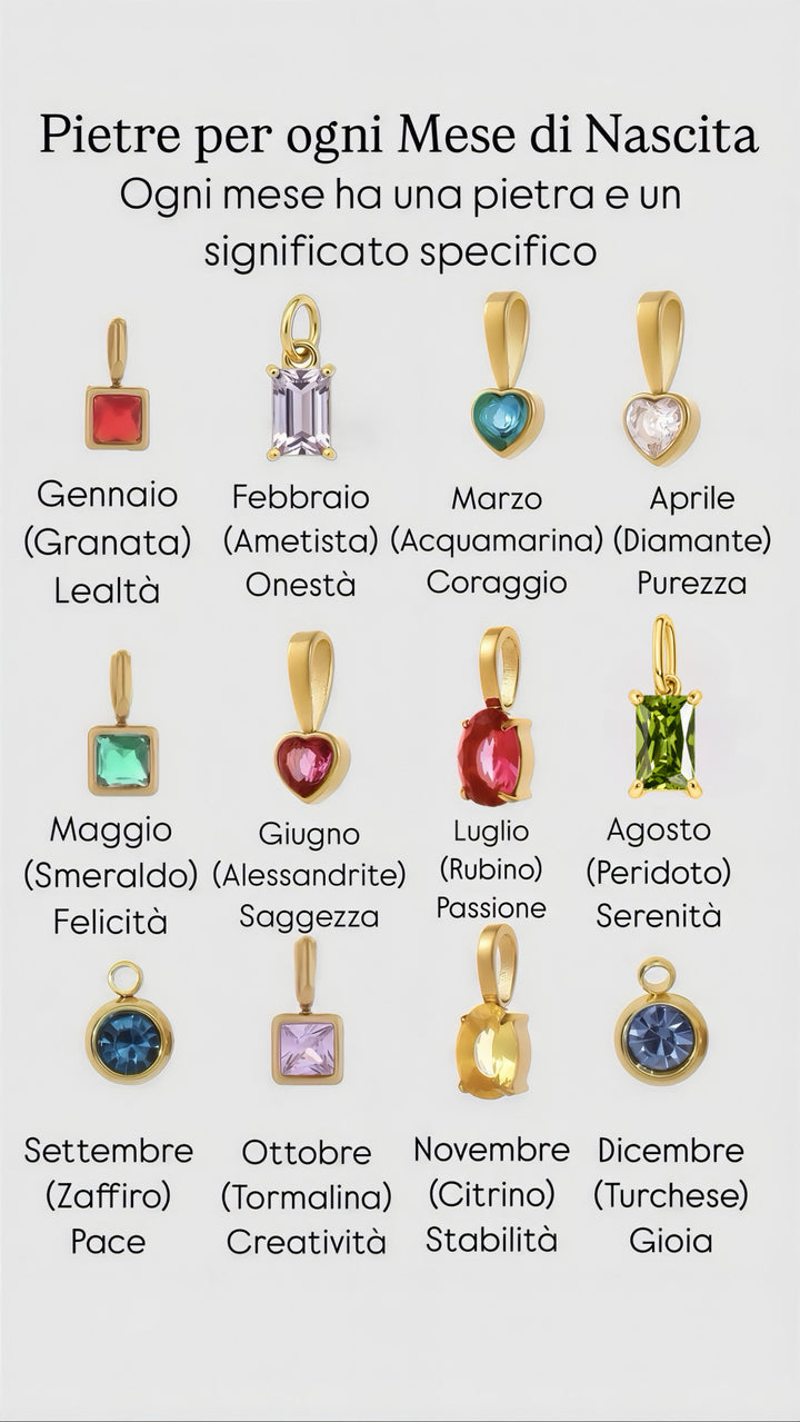 Collana con mesi di nascita in argento Glamoriz Studio, dettagli raffinati e design elegante, visibile in primo piano.