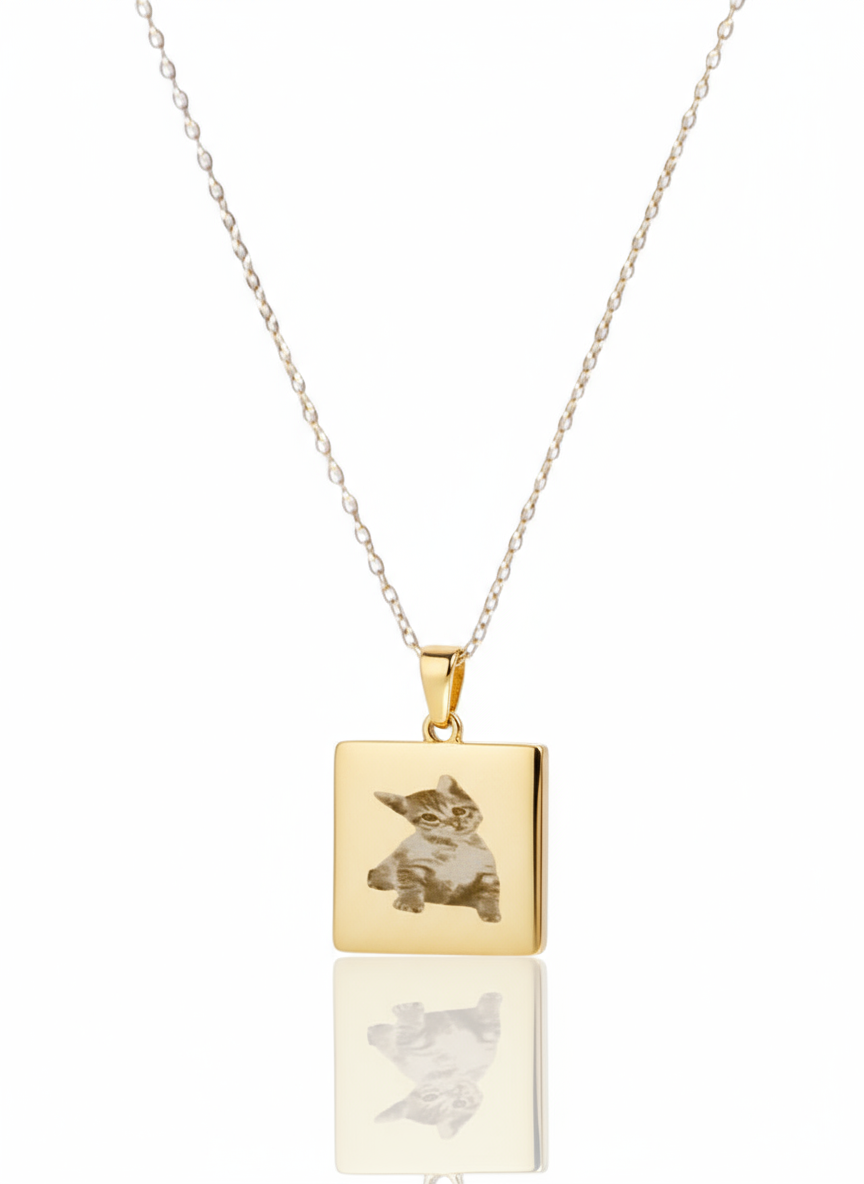 Square Medal Necklace (Personalized With Photo)