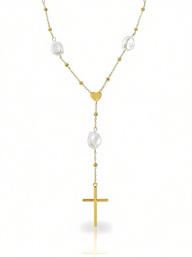 Collana Rosario in argento con croce, bella gioielleria GLAMORIZE STUDIO, dettagli eleganti e stile sofisticato
