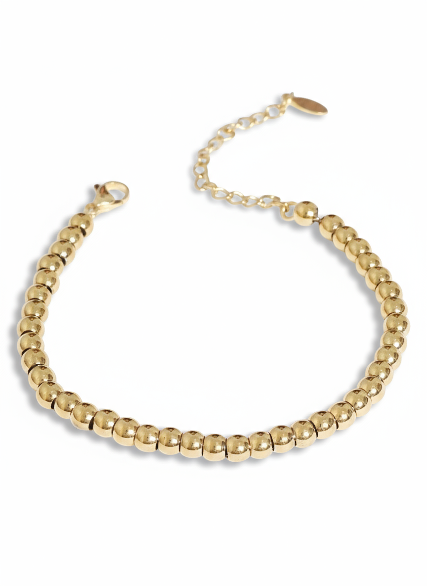 Bracciale Sphere Small di GLAMORIZE STUDIO con sfere piccole in metallo, elegante e versatile, visibile nell'immagine.