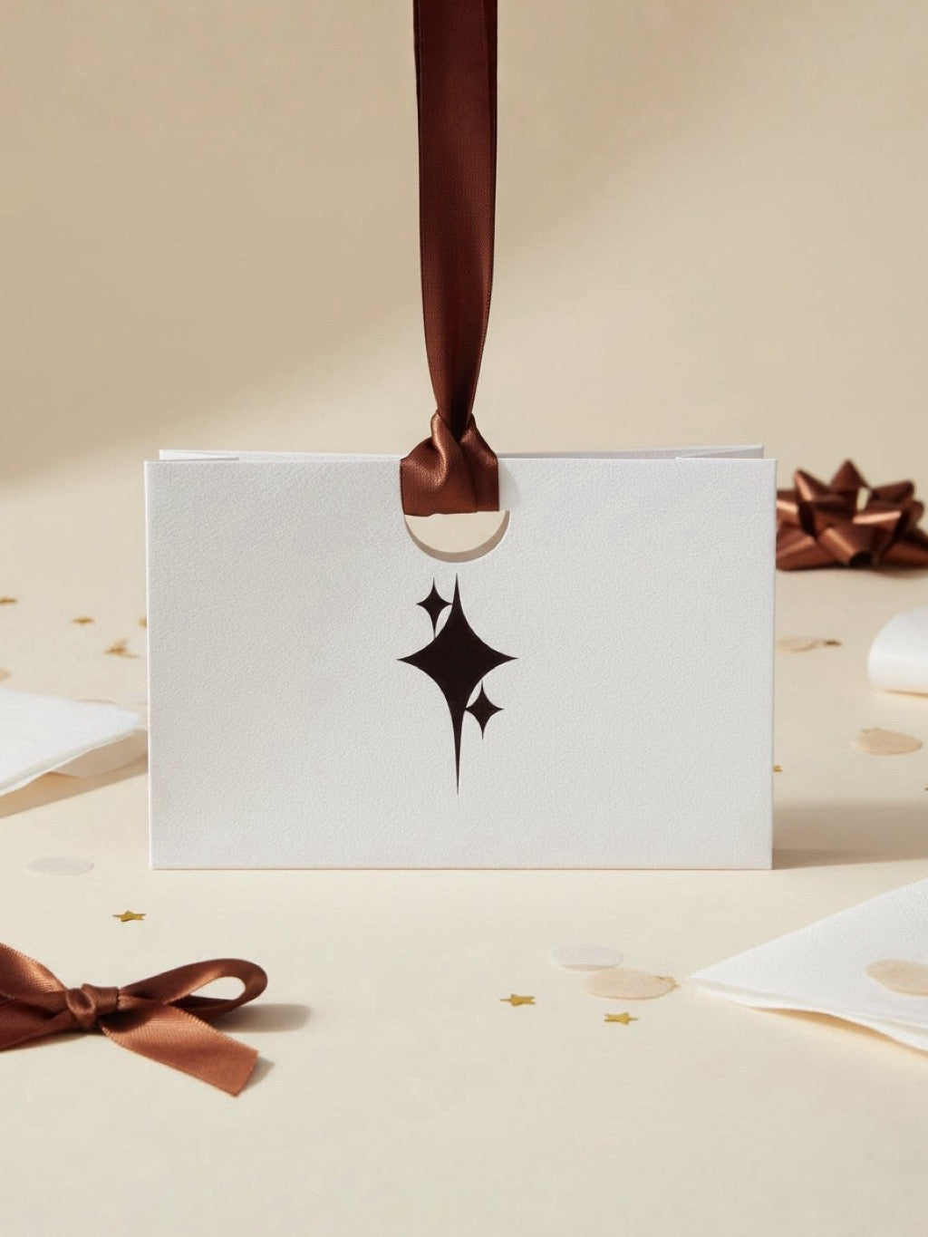Confezione regalo Glamourize con fiocco elegante e decorazioni colorate, perfetta per occasioni speciali e regali.