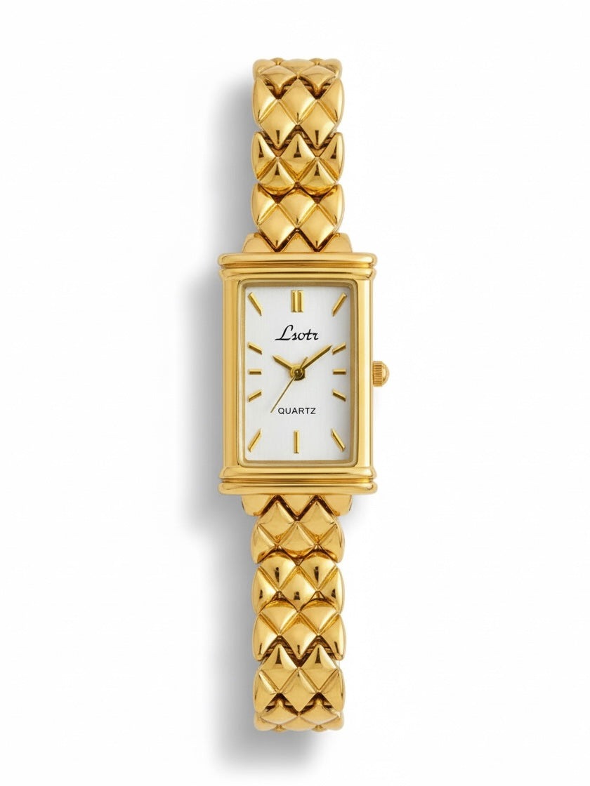 Orologio da donna Amélie di GLAMORIZE STUDIO con cinturino in pelle e quadrante rotondo, vista frontale.