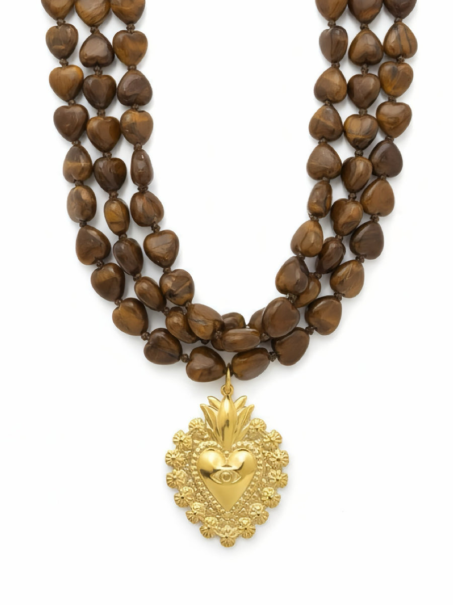 Collana Sacro Cuore in argento con pendente decorativo, gioiello elegante di GLAMORIZE STUDIO.